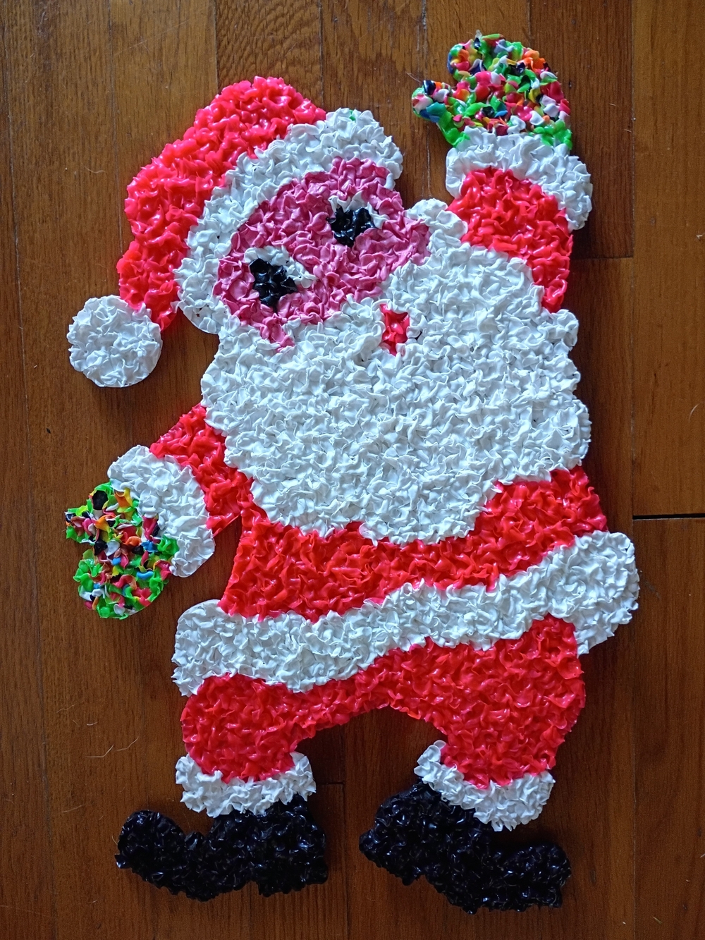 Vintage Santa Melted Plastic Popcorn Christmas Decor